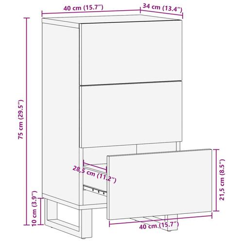 Skænk 40x34x75 cm massivt mangotræ brun