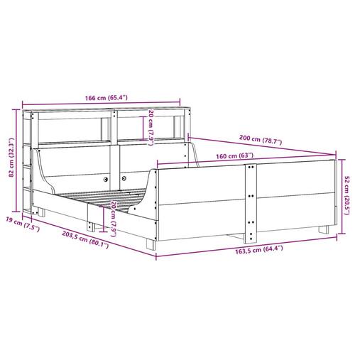 Sengeramme uden madras 160x200 cm massivt fyrretræ