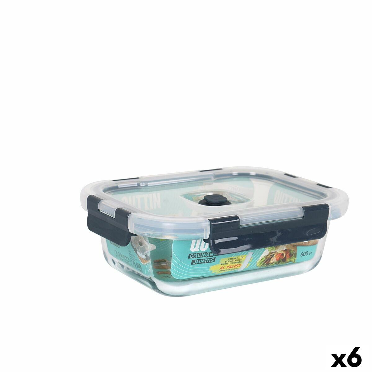 Quttin hermetisk madkasse, rektangulær 600 ml - 6 stk.