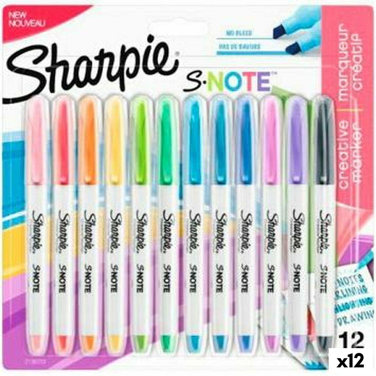 Sharpie S-Note fiberpenne - 12 farver, 1-3 mm, skrå spids