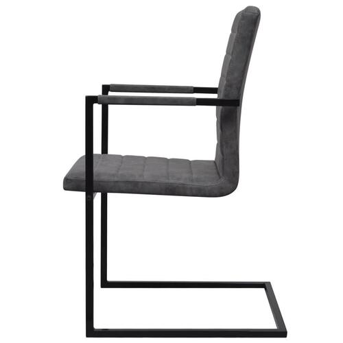 Spisebordsstole med cantilever 4 stk. kunstlæder grå