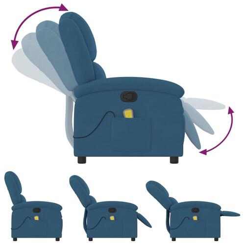 Massagestol velour blå