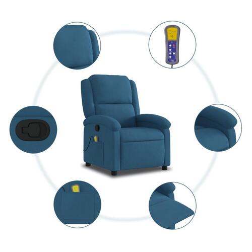 Massagestol velour blå