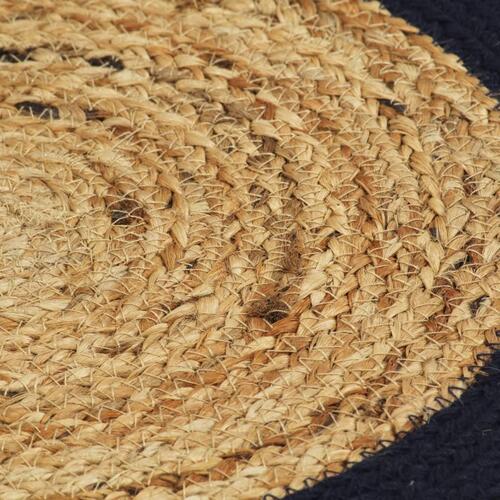 Dækkeservietter 4 stk. 38 cm jute og bomuld natur og marineblå