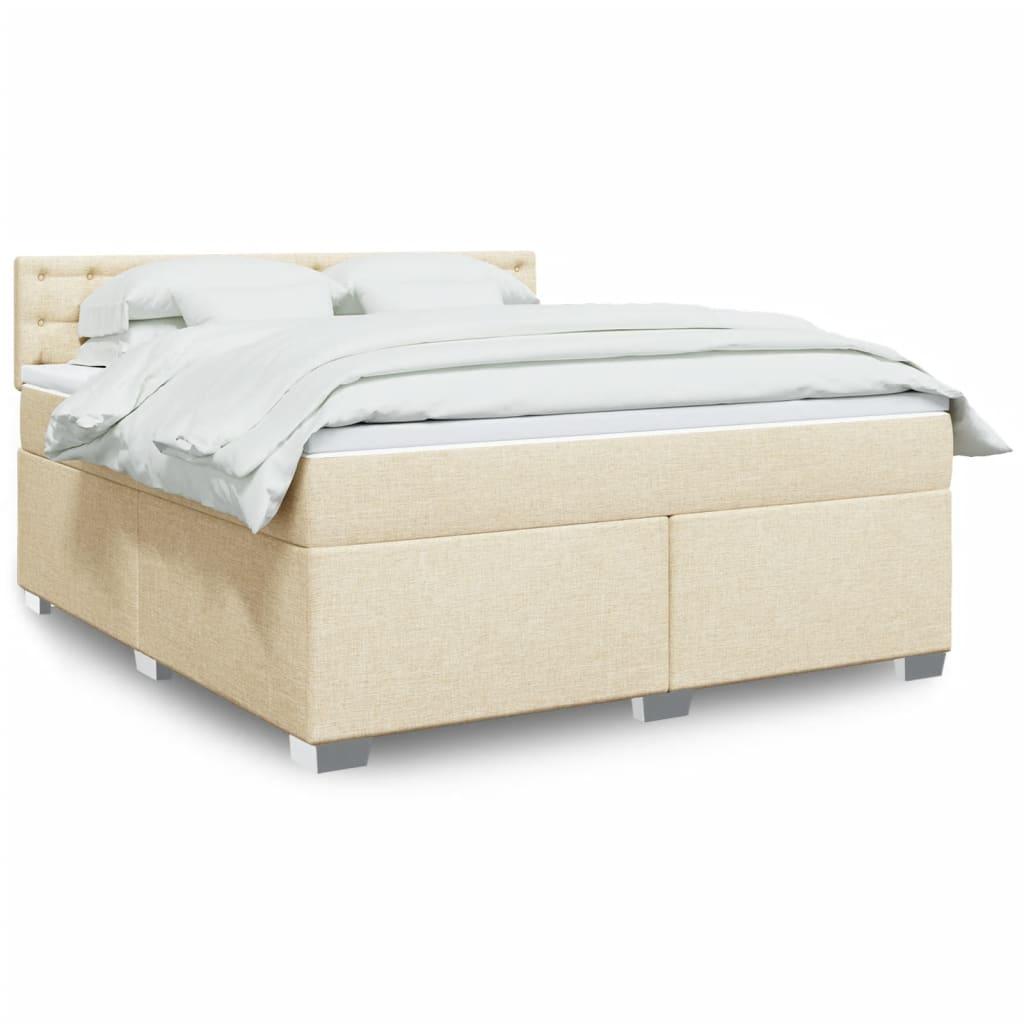 Kontinentalseng med madras 180x200 cm stof cremefarvet billede