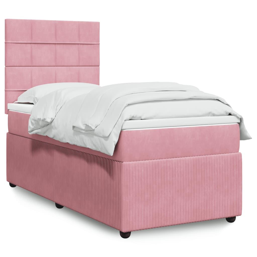Kontinentalseng med madras 90x190 cm fløjl pink