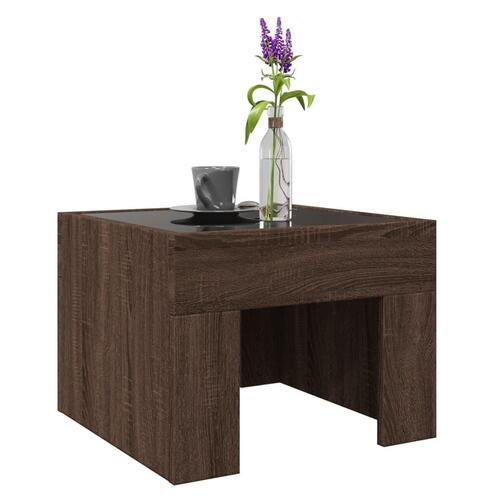 Sofabord med Infinity LED-lys 40x40x30 cm brun egetræsfarve