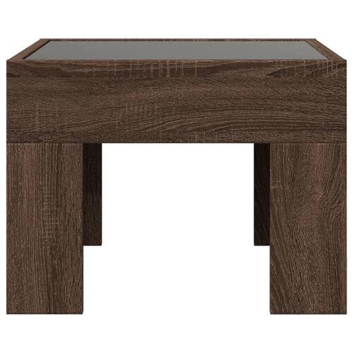 Sofabord med Infinity LED-lys 40x40x30 cm brun egetræsfarve