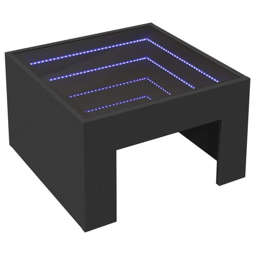 Sofabord med Infinity LED-lys 50x50x30 cm sort
