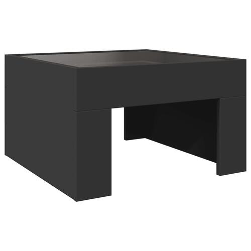 Sofabord med Infinity LED-lys 50x50x30 cm sort
