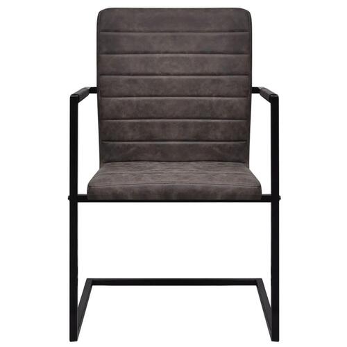 Spisebordsstole med cantilever 4 stk. kunstlæder brun