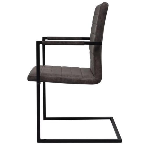 Spisebordsstole med cantilever 4 stk. kunstlæder brun