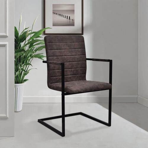 Spisebordsstole med cantilever 4 stk. kunstlæder brun