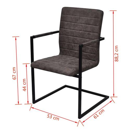 Spisebordsstole med cantilever 4 stk. kunstlæder brun