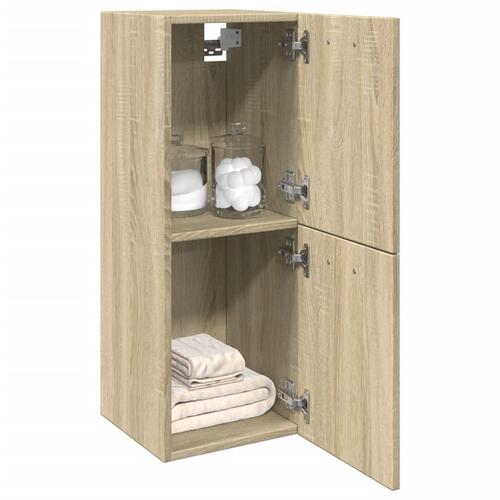 Badeværelsesskab 30x30x80 cm konstrueret træ sonoma-eg