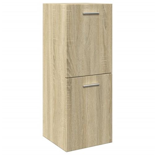 Badeværelsesskab 30x30x80 cm konstrueret træ sonoma-eg
