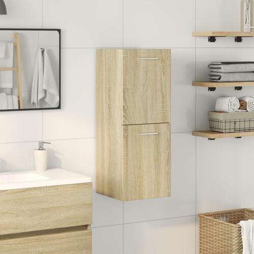 Badeværelsesskab 30x30x80 cm konstrueret træ sonoma-eg