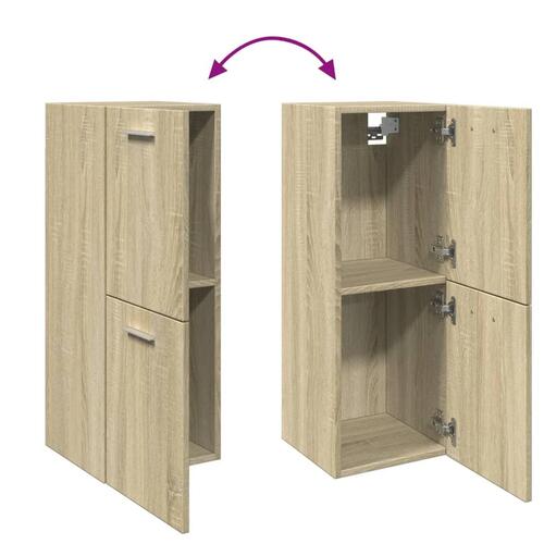 Badeværelsesskab 30x30x80 cm konstrueret træ sonoma-eg
