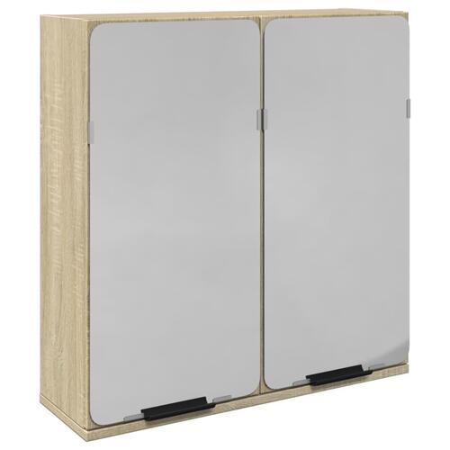 Skab med spejl 64,5x20x66,5 cm konstrueret træ sonoma-eg