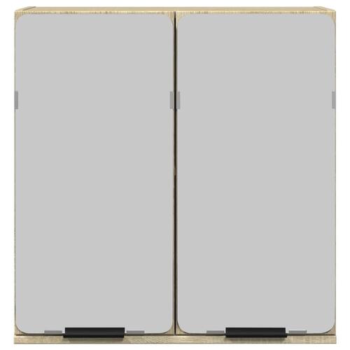 Skab med spejl 64,5x20x66,5 cm konstrueret træ sonoma-eg