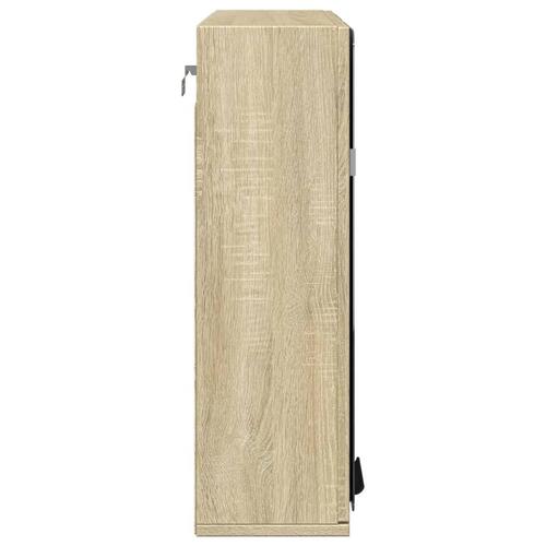 Skab med spejl 64,5x20x66,5 cm konstrueret træ sonoma-eg