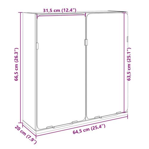 Skab med spejl 64,5x20x66,5 cm konstrueret træ sonoma-eg