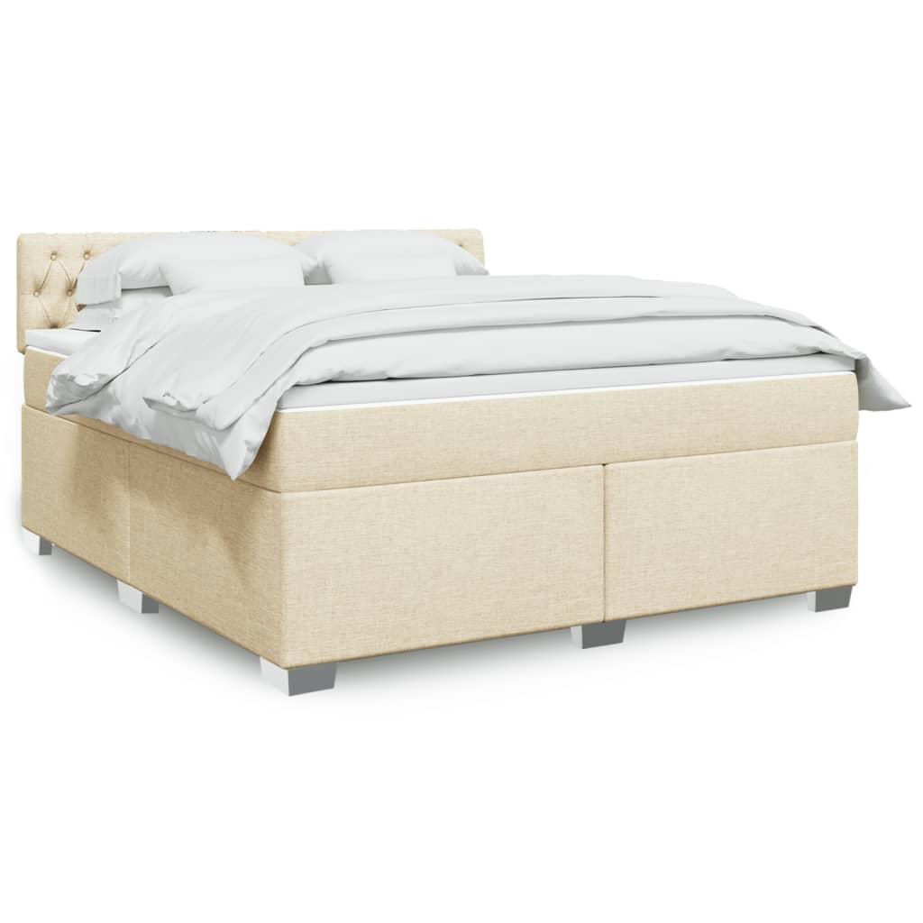 Kontinentalseng med madras og topmadras 180x200 cm - stof, cremefarvet billede