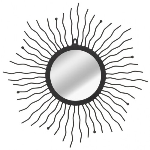 Vægspejl sunburst 60 cm sort