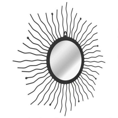 Vægspejl sunburst 60 cm sort