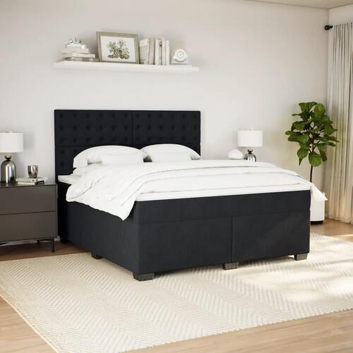 Kontinentalseng med madras 180x200 cm fløjl sort