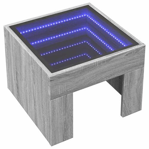 Sofabord med Infinity LED-lys 40x40x30 cm grå sonoma-eg