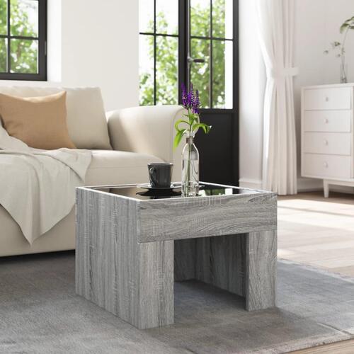 Sofabord med Infinity LED-lys 40x40x30 cm grå sonoma-eg