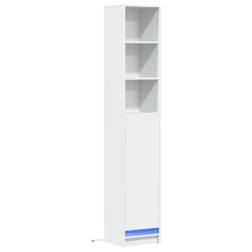 Reol med LED-lys 36x32,5x200 cm konstrueret træ hvid