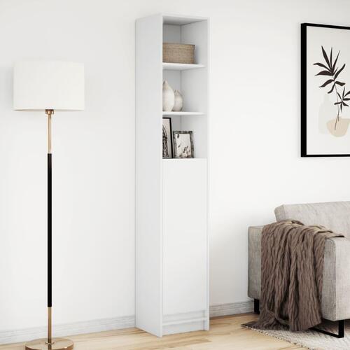 Reol med LED-lys 36x32,5x200 cm konstrueret træ hvid