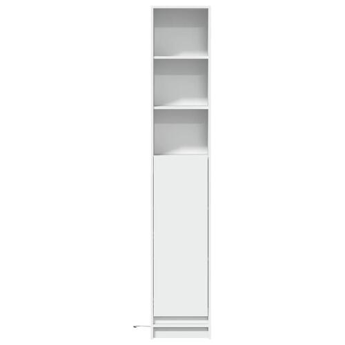 Reol med LED-lys 36x32,5x200 cm konstrueret træ hvid