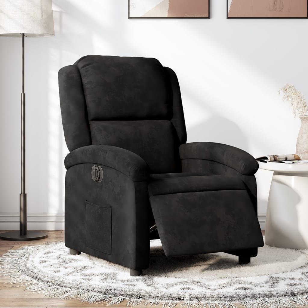 Eldrevet lænestol velour sort