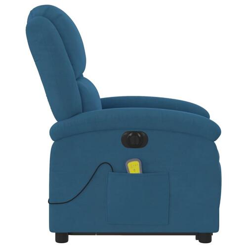 Massagestol med løftefunktion velour blå