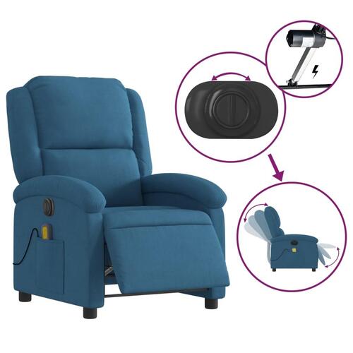 Massagestol velour blå