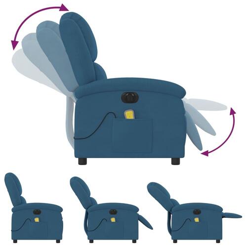 Massagestol velour blå