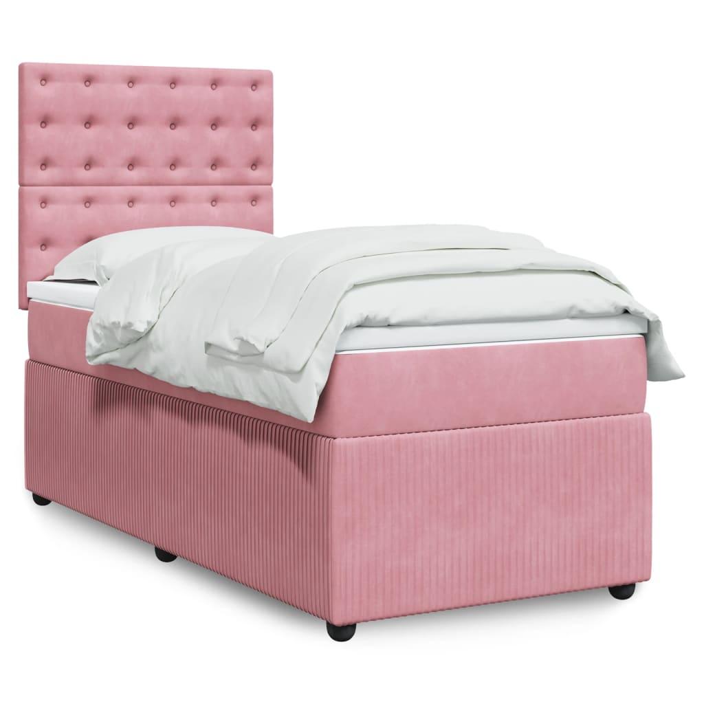 Kontinentalseng med madras 90x190 cm fløjl pink