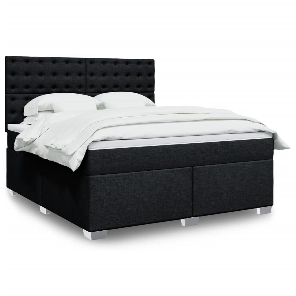 Kontinentalseng med madras 180x200 cm stof sort billede