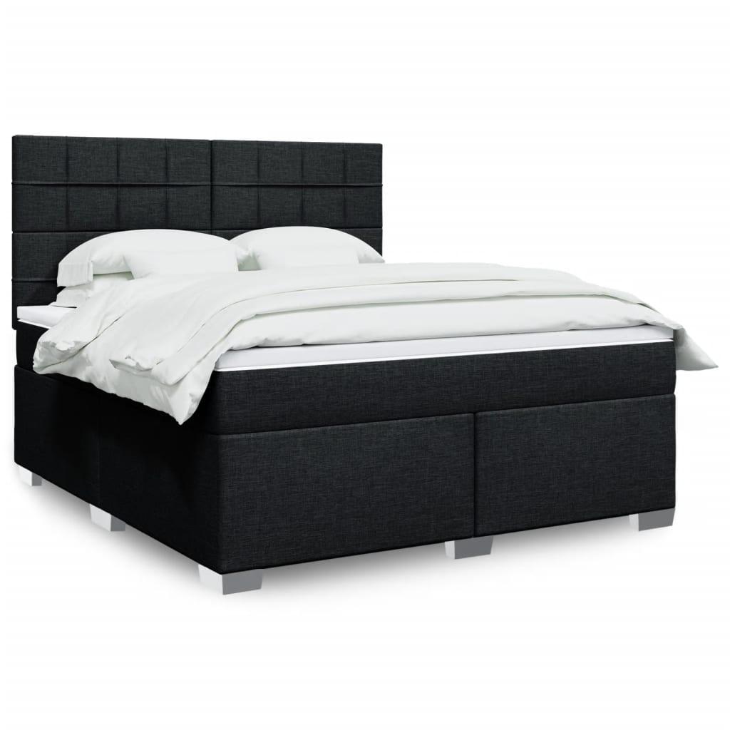 Kontinentalseng med madras 180x200 cm stof sort billede
