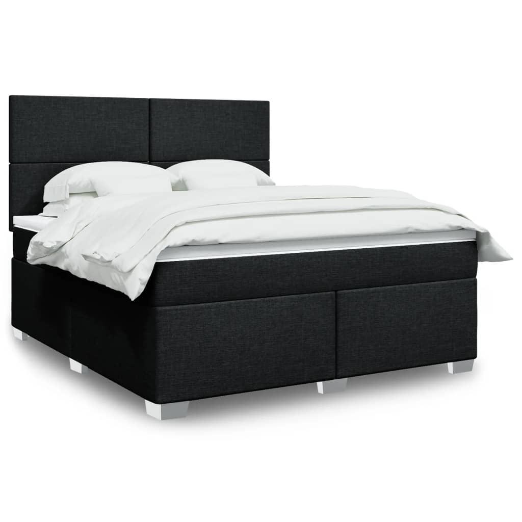 Kontinentalseng med madras 180×200 cm - stof, sort