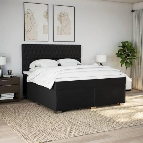 Kontinentalseng med madras 180x200 cm stof sort