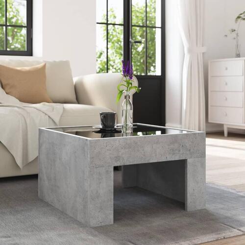 Sofabord med Infinity LED-lys 50x50x30 cm betongrå