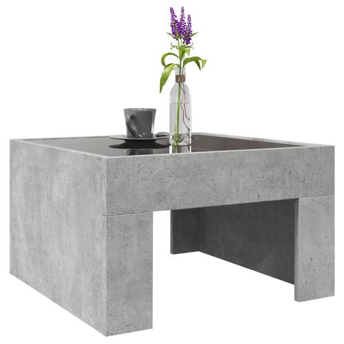 Sofabord med Infinity LED-lys 50x50x30 cm betongrå