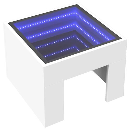 Sofabord med Infinity LED-lys 40x40x30 cm hvid