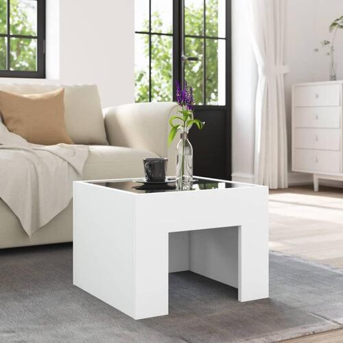 Sofabord med Infinity LED-lys 40x40x30 cm hvid
