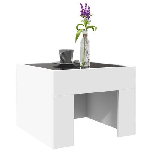 Sofabord med Infinity LED-lys 40x40x30 cm hvid