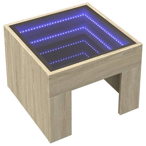 Sofabord med Infinity LED-lys 40x40x30 cm sonoma-eg